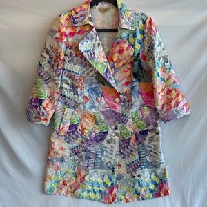 Colorful Jacket MIK & LA Women's Large Wearable Art Boho Bold Funky Unique Chic